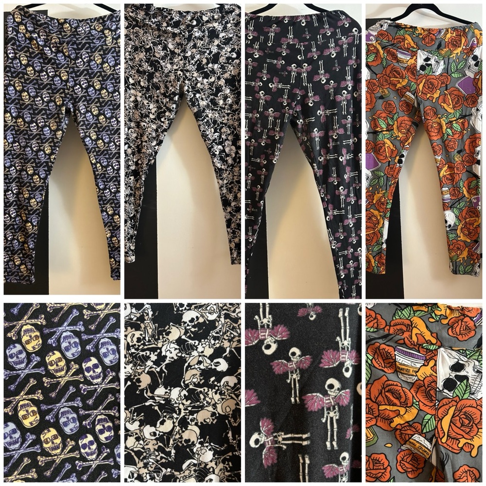 LuLaRoe TC Tall & Curvy Skull Skeleton Goth Print Halloween Leggings